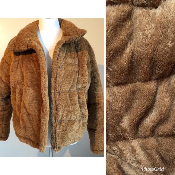 Kendall & Kylie Brown Teddy Puffer Jacket, size M/L - Picture 5 of 8